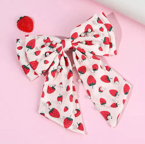 Berry Pearl Bow Hair Clip