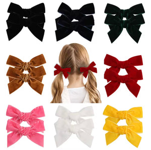 Velvet Dreams Mini Hair Bow Clip Set