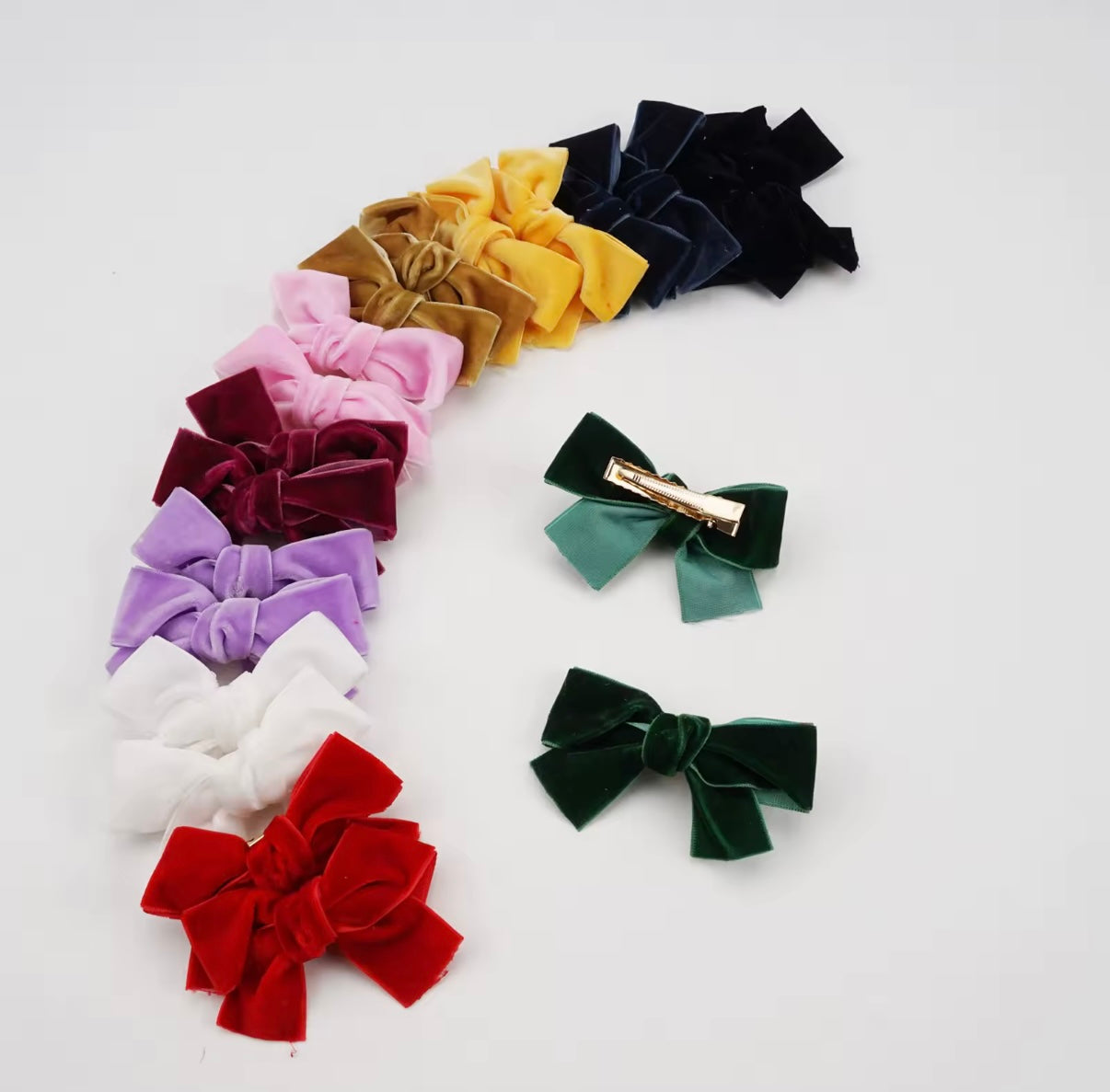 Velvet Dreams Mini Hair Bow Clip Set