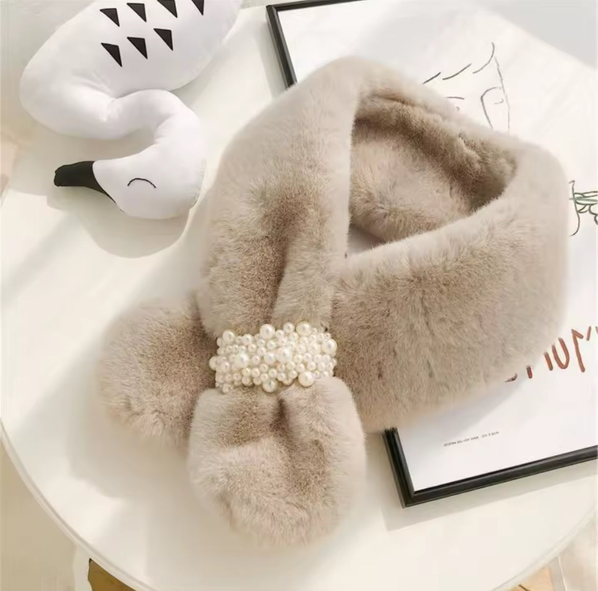 Luxe Pearl Plush Scarf