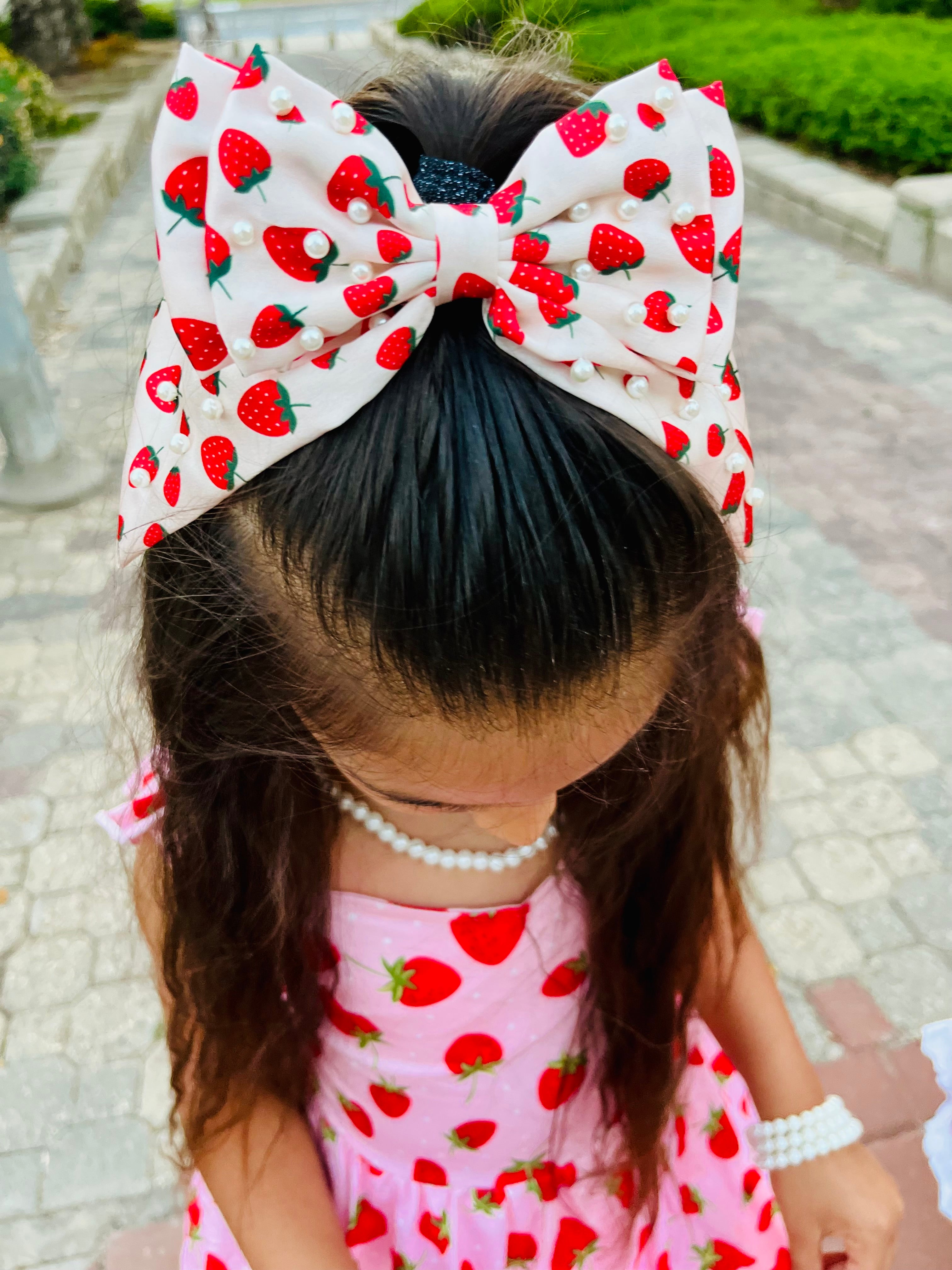 Berry Pearl Bow Hair Clip