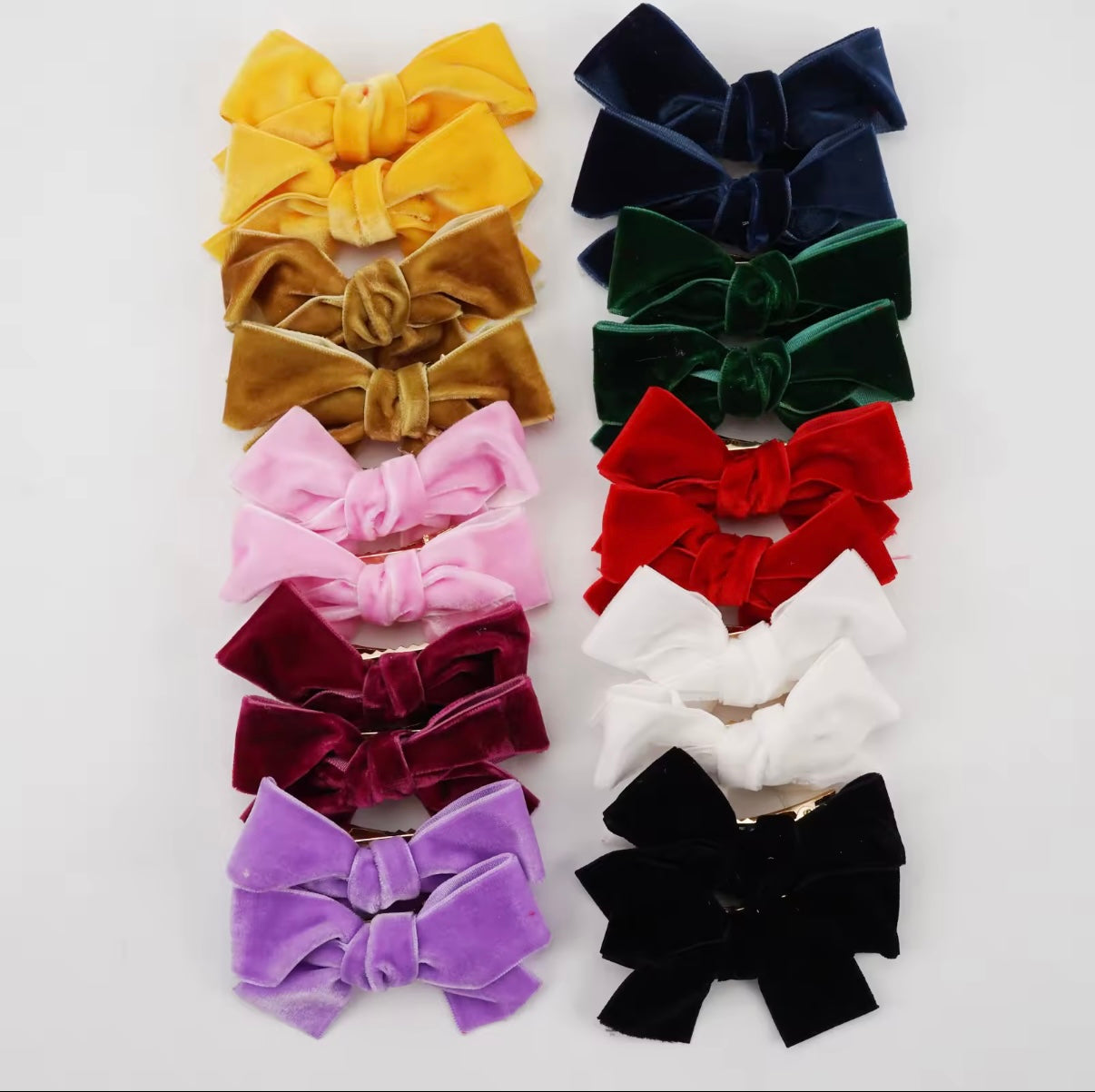 Velvet Dreams Mini Hair Bow Clip Set