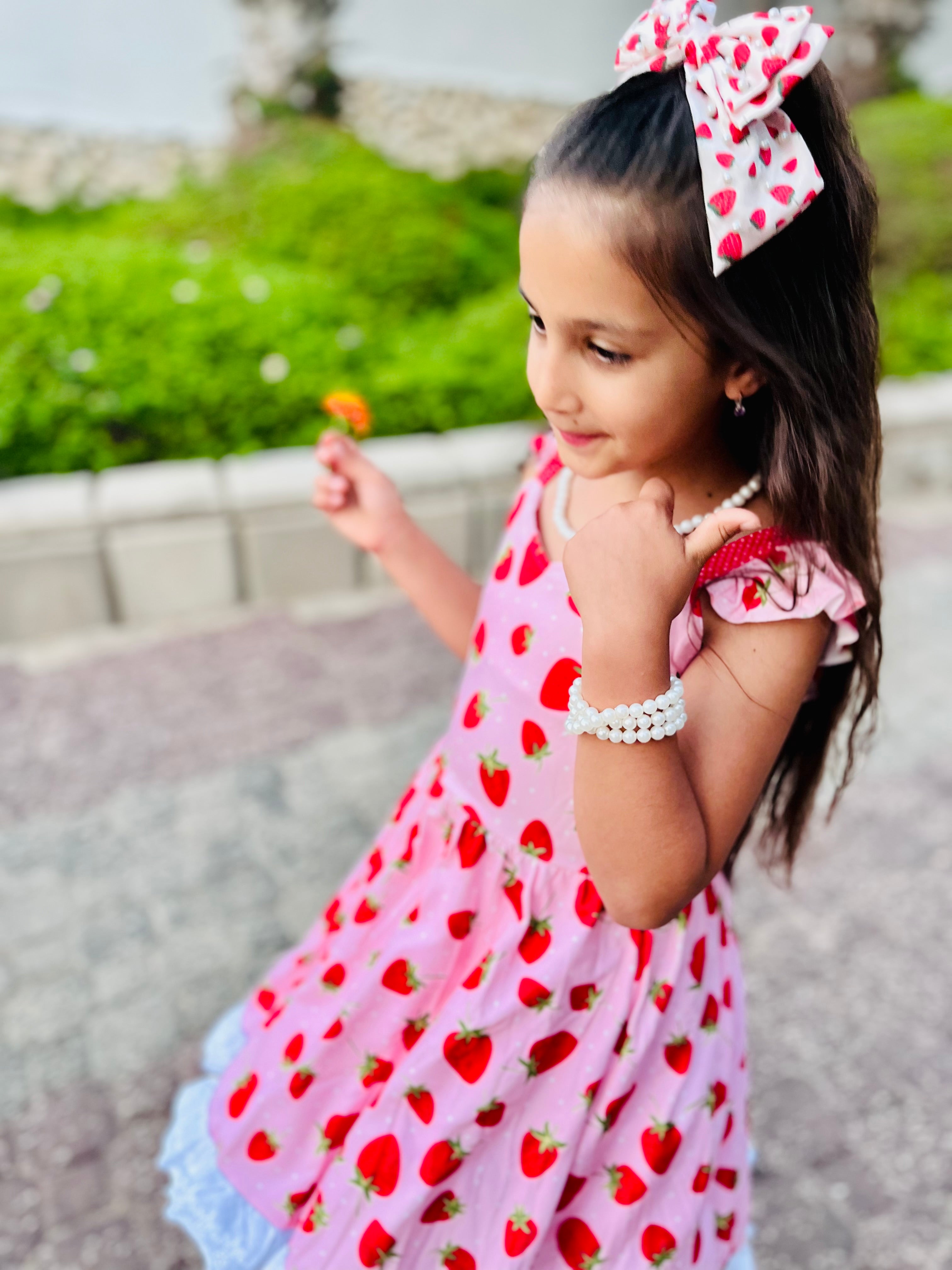 Berry Pearl Bow Hair Clip