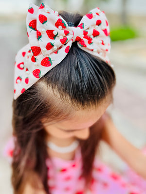 Berry Pearl Bow Hair Clip