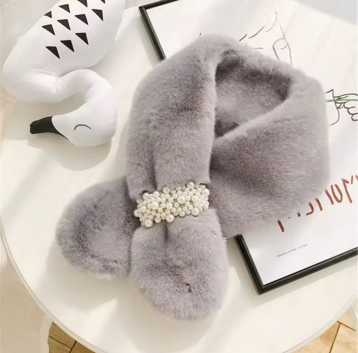 Luxe Pearl Plush Scarf