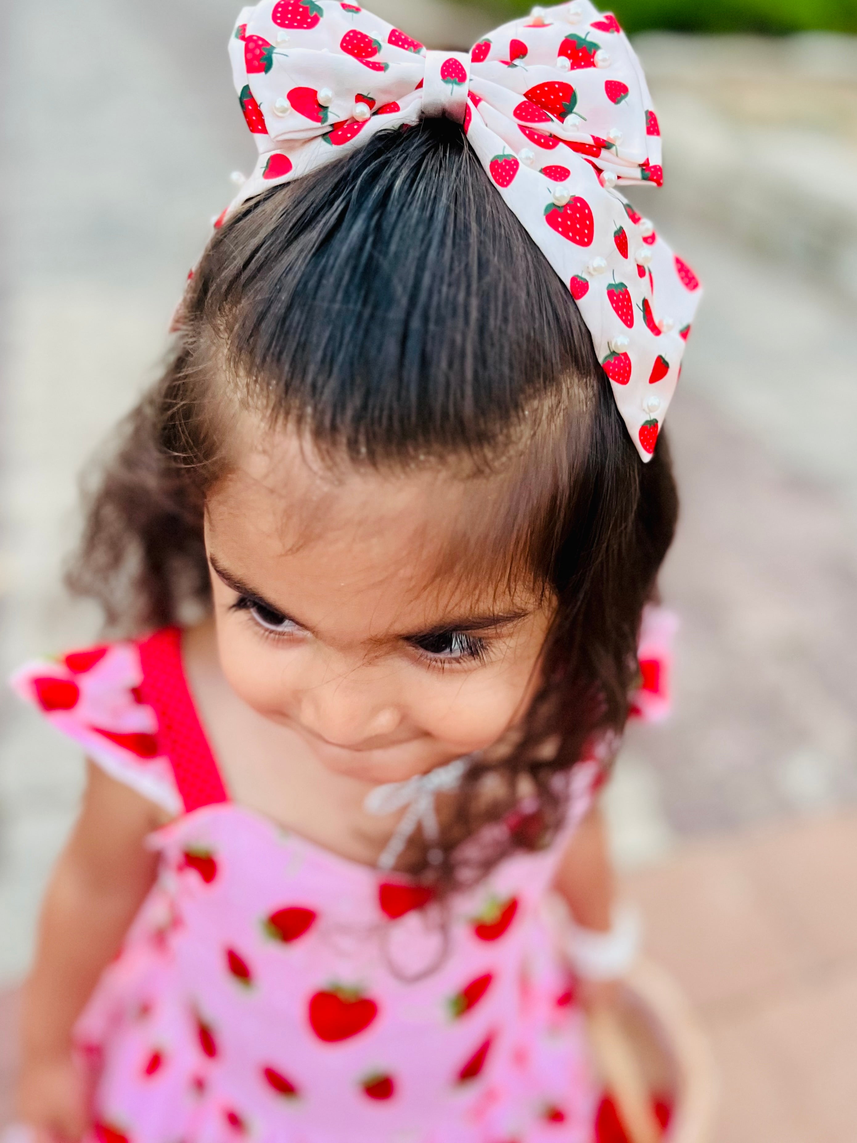 Berry Pearl Bow Hair Clip