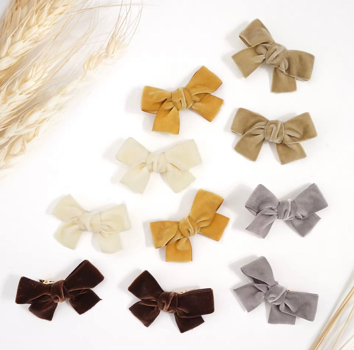Velvet Dreams Mini Hair Bow Clip Set