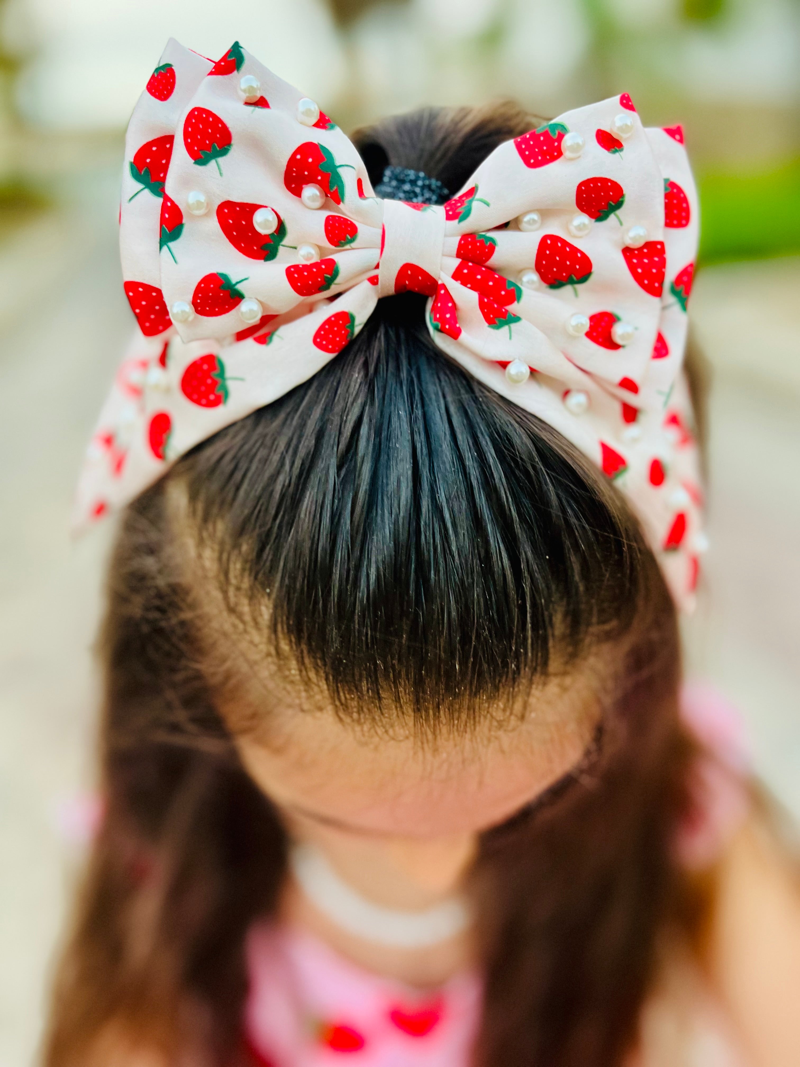 Berry Pearl Bow Hair Clip
