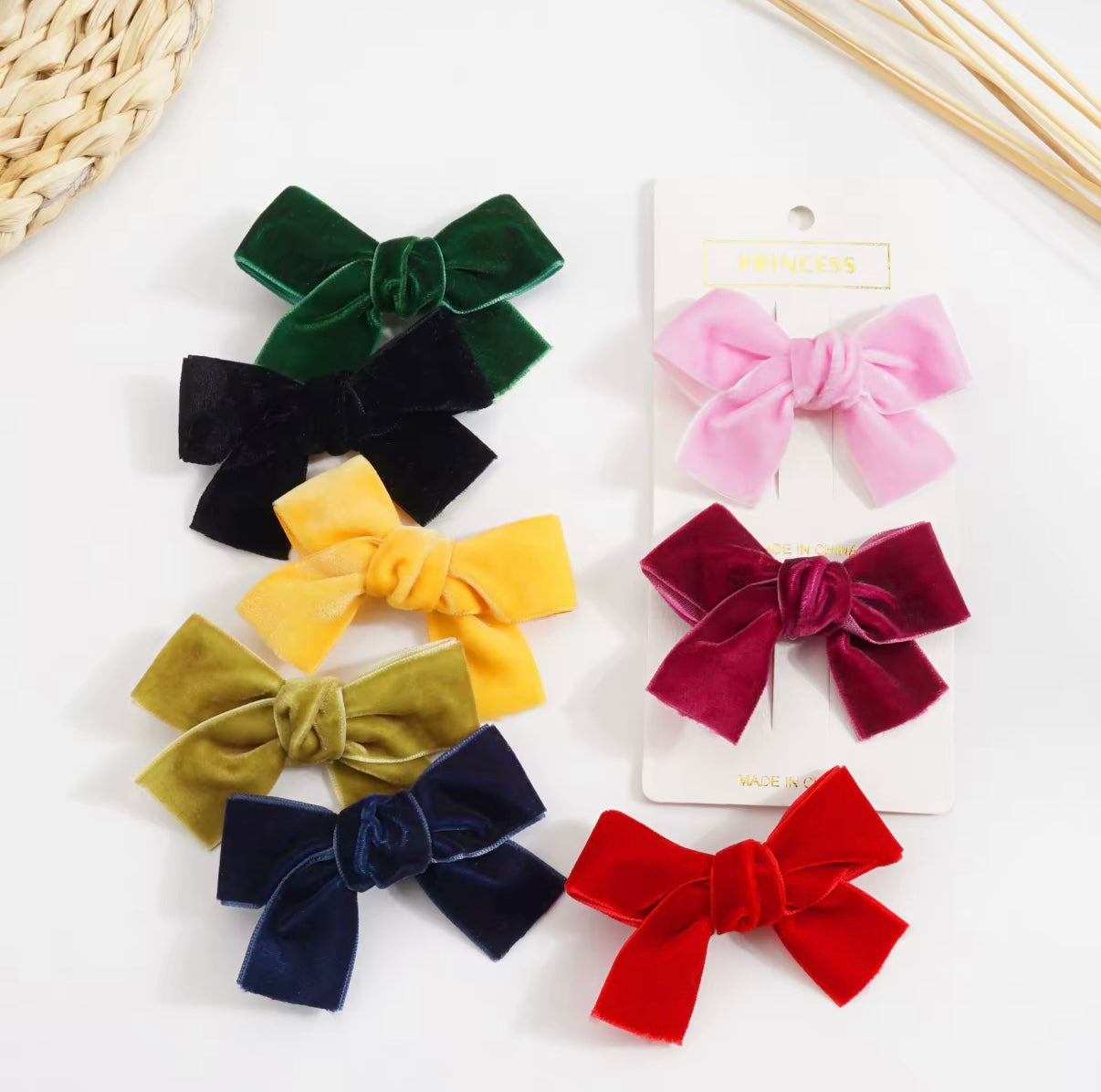 Velvet Dreams Mini Hair Bow Clip Set