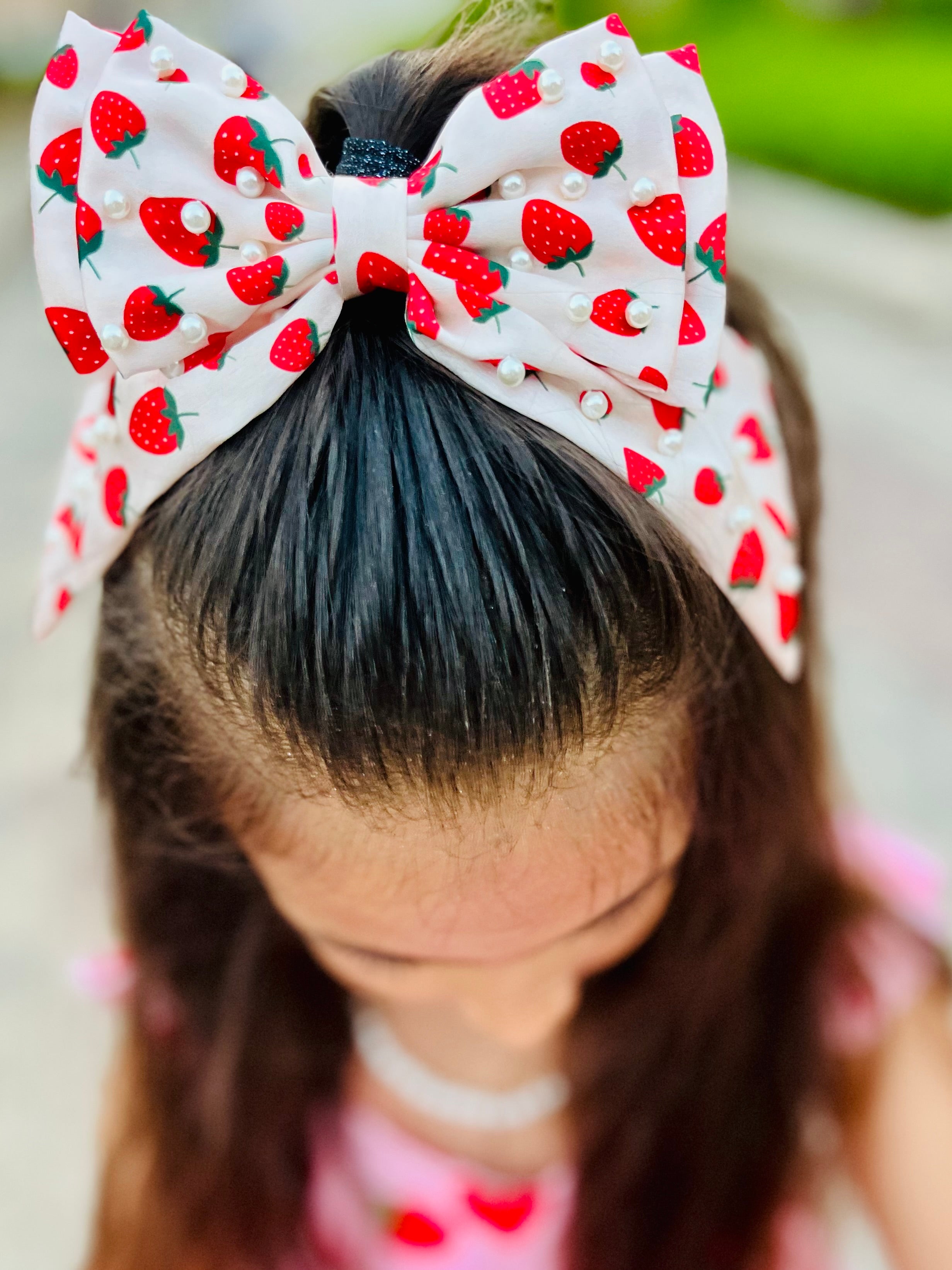 Berry Pearl Bow Hair Clip