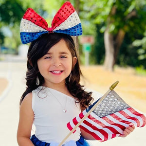 Oversized Red White & Blue Bow Headband