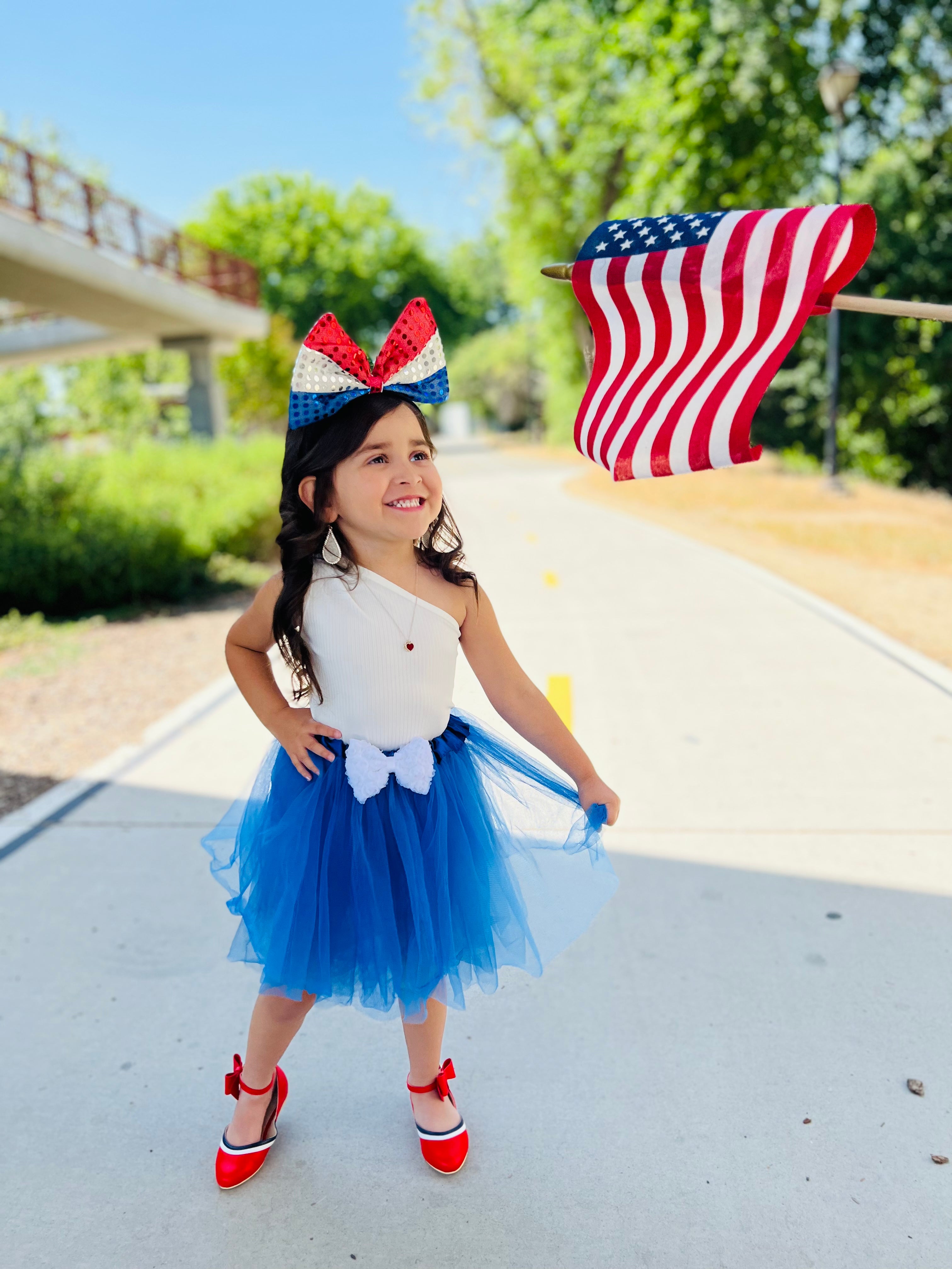 Oversized Red White & Blue Bow Headband