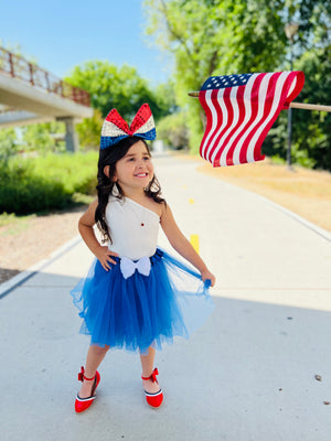 Oversized Red White & Blue Bow Headband