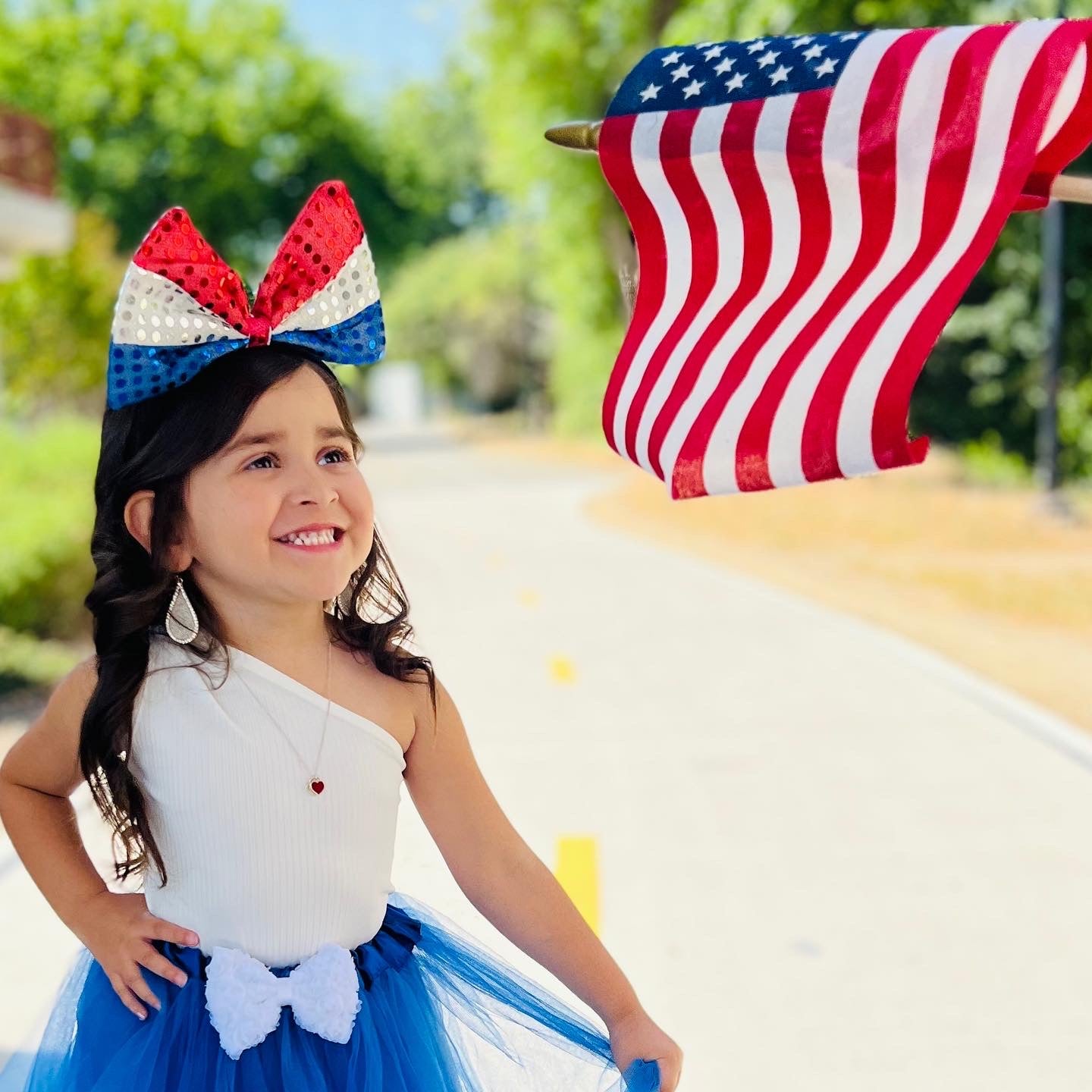 Oversized Red White & Blue Bow Headband