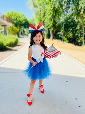 Oversized Red White & Blue Bow Headband