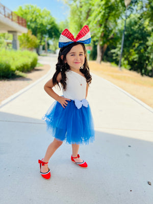 Oversized Red White & Blue Bow Headband