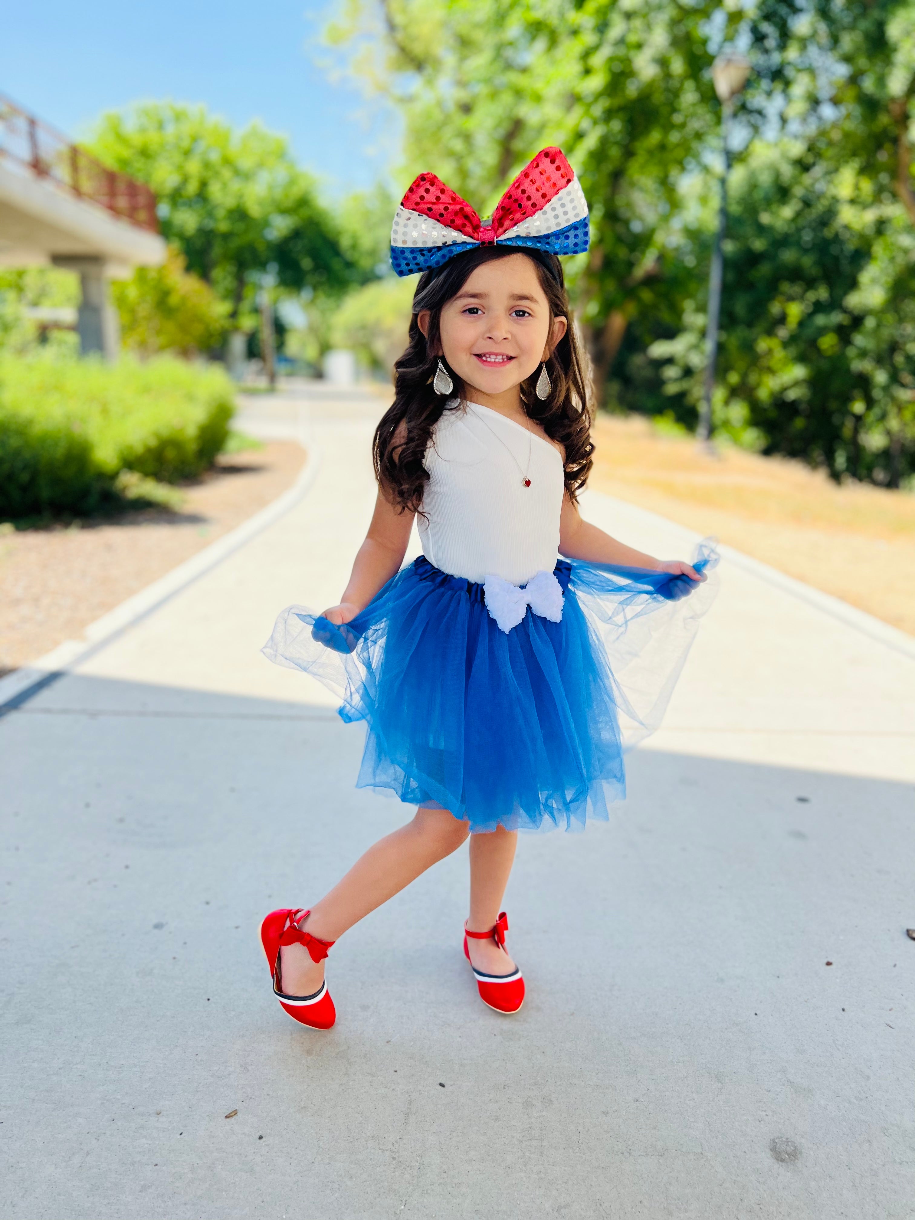 Oversized Red White & Blue Bow Headband