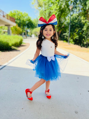 Oversized Red White & Blue Bow Headband