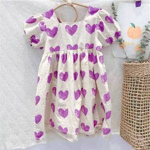 Heart Print Dress Purple