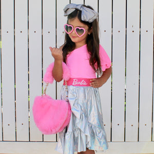 Plush Couture Heart Purse Pink