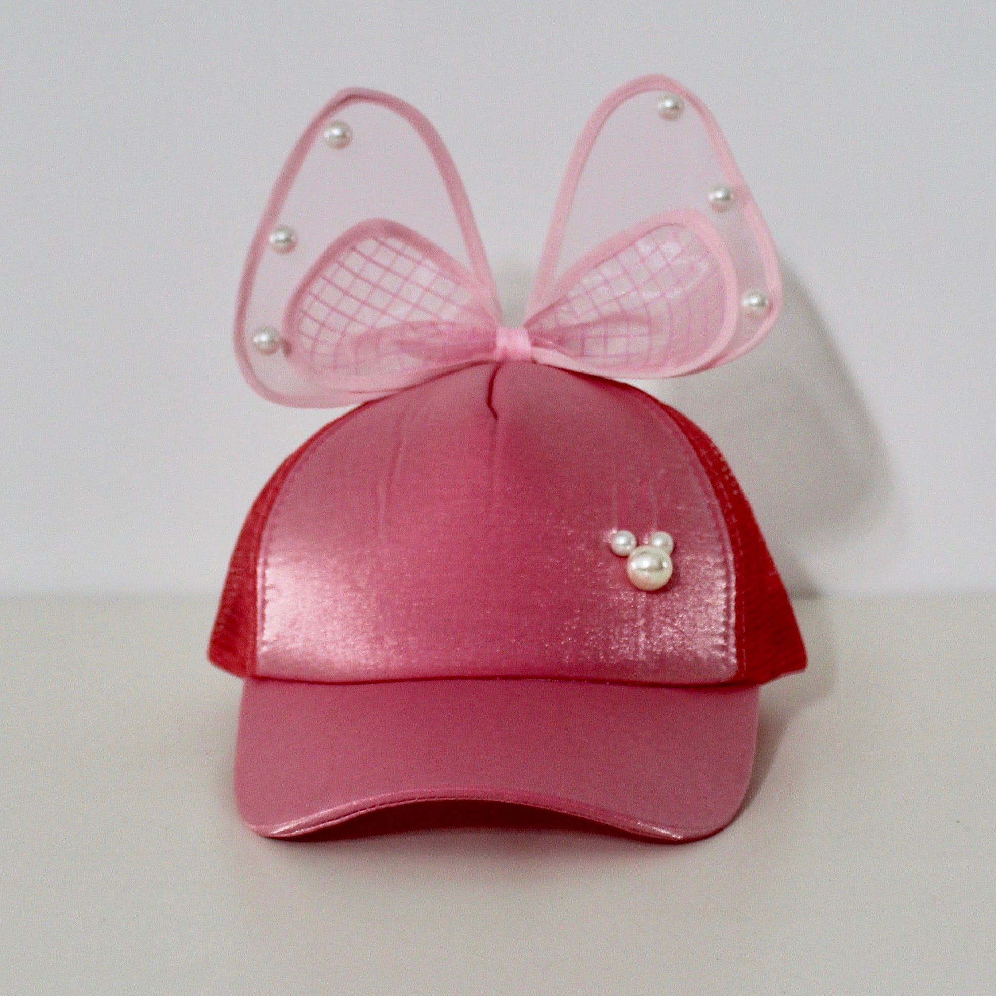 Satin Hat with Bow Pink