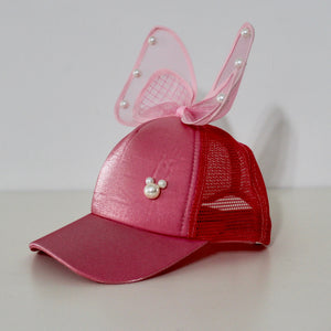 Satin Hat with Bow Pink