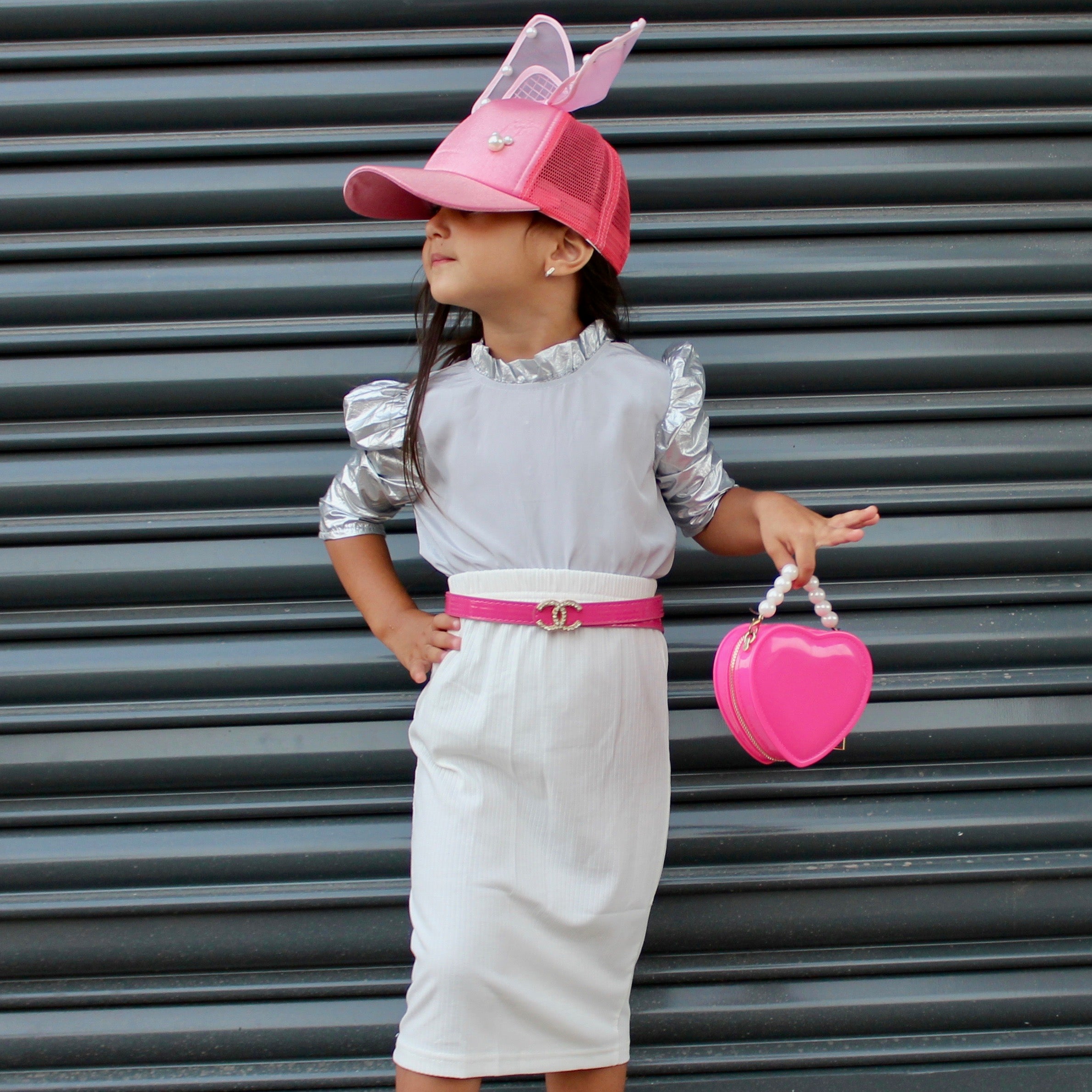 Satin Hat with Bow Pink