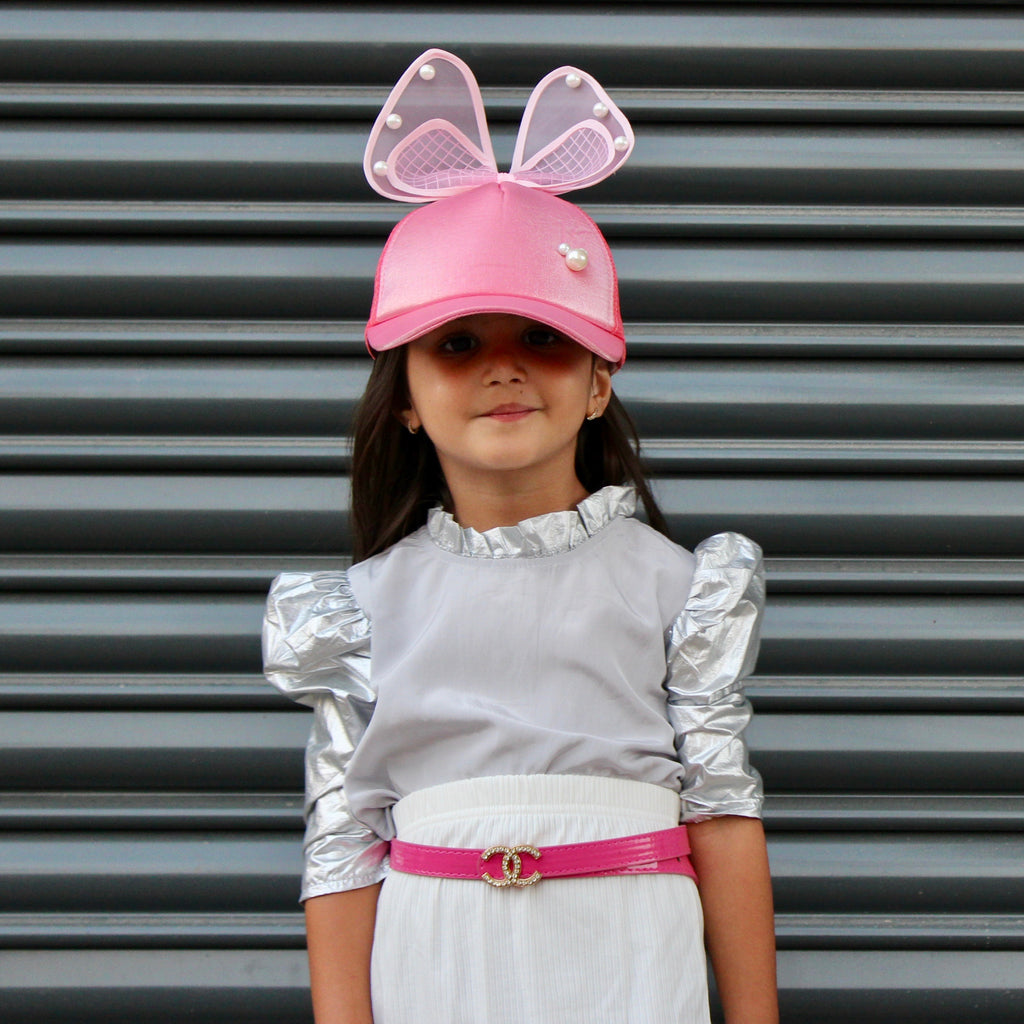 Satin Hat with Bow Pink