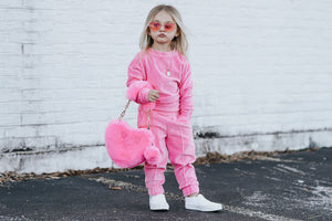 Plush Couture Heart Purse Pink