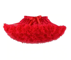 Ruffled Tulle Tutu Skirt for Toddlers - Red