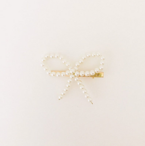 Pearl Bow with a Gold Clip