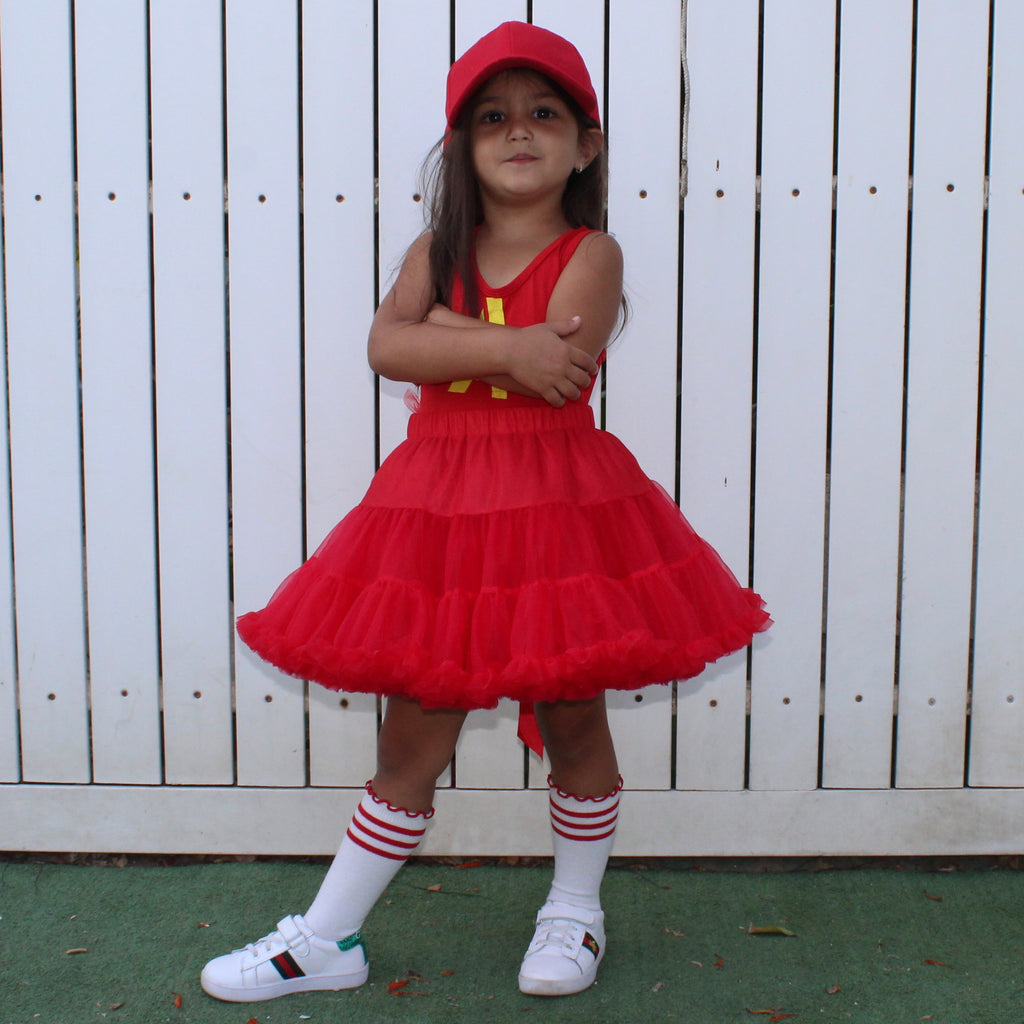 Ruffled Tulle Tutu Skirt for Toddlers - Red