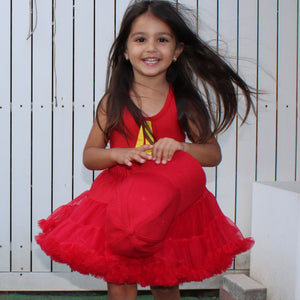 Ruffled Tulle Tutu Skirt for Toddlers - Red