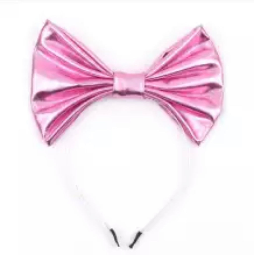 Oversized Metallic Bow with Metal Headband