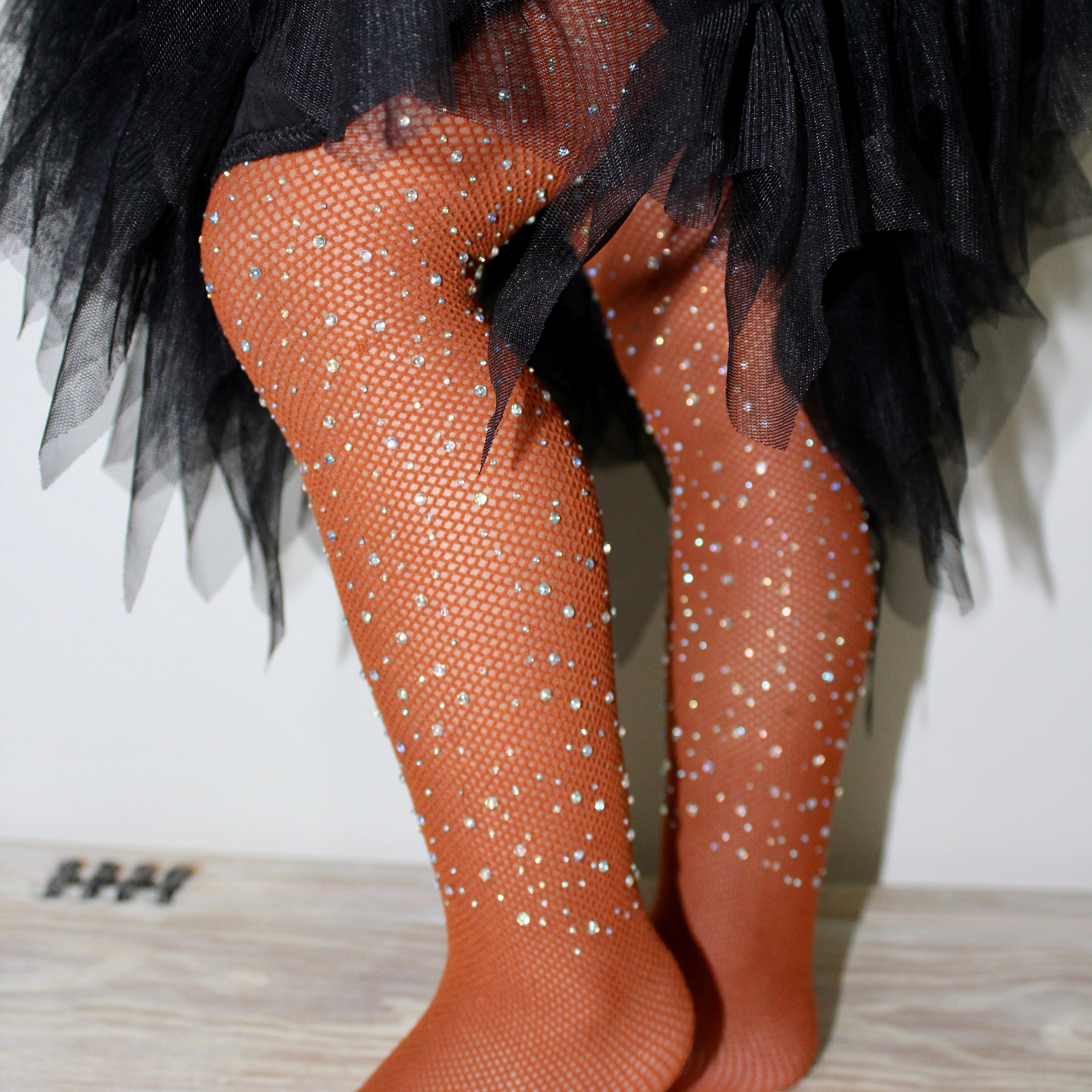 Bedazzled Rhinestone Tan Tights KIDS