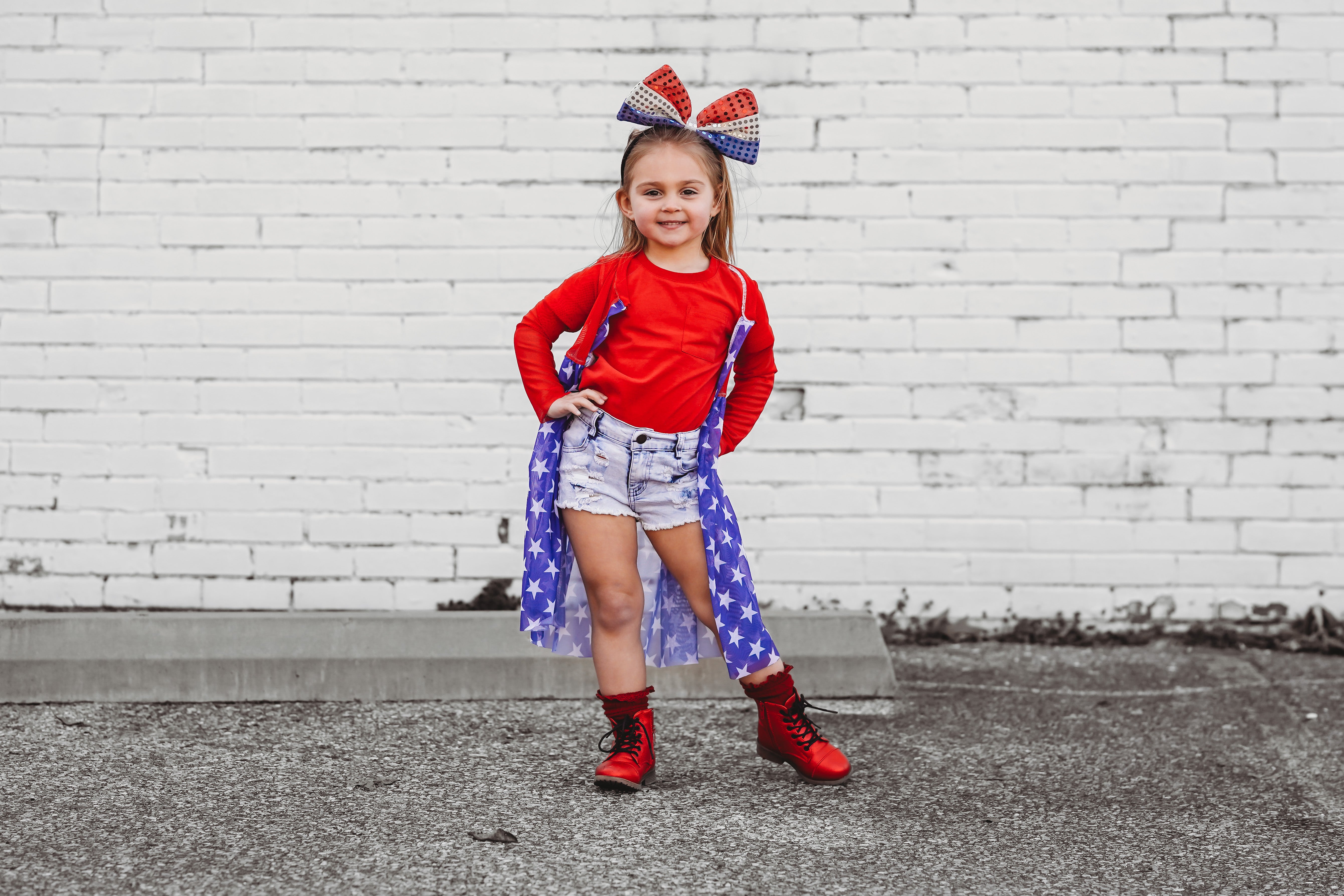 Oversized Red White & Blue Bow Headband