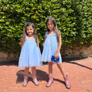 Blue tulle dress