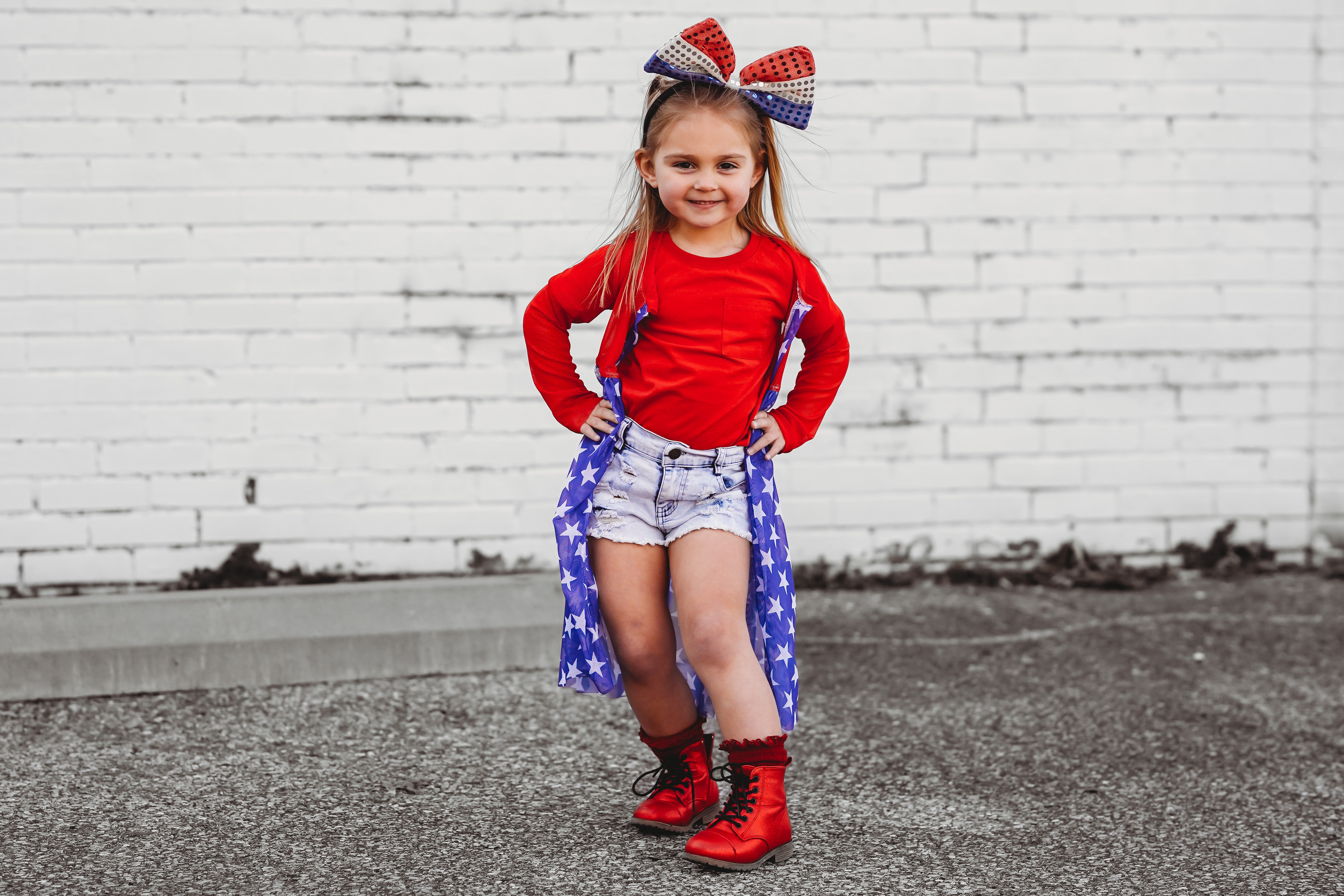 Oversized Red White & Blue Bow Headband