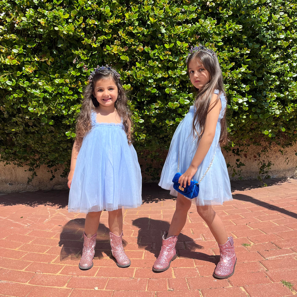 Blue tulle dress