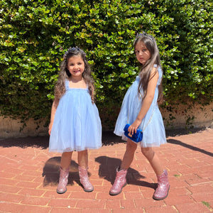 Blue tulle dress