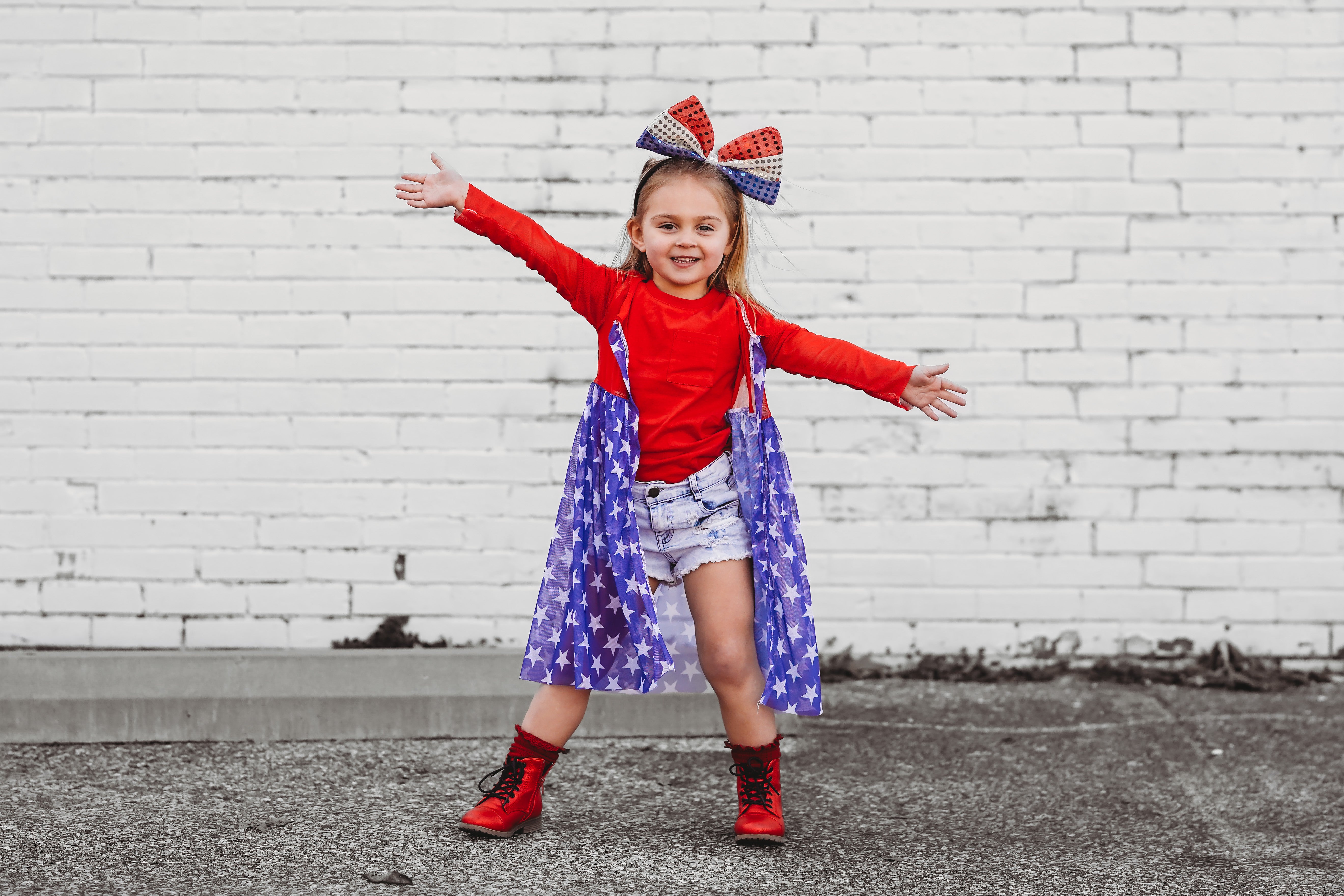 Oversized Red White & Blue Bow Headband