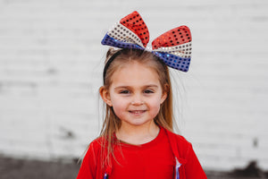 Oversized Red White & Blue Bow Headband